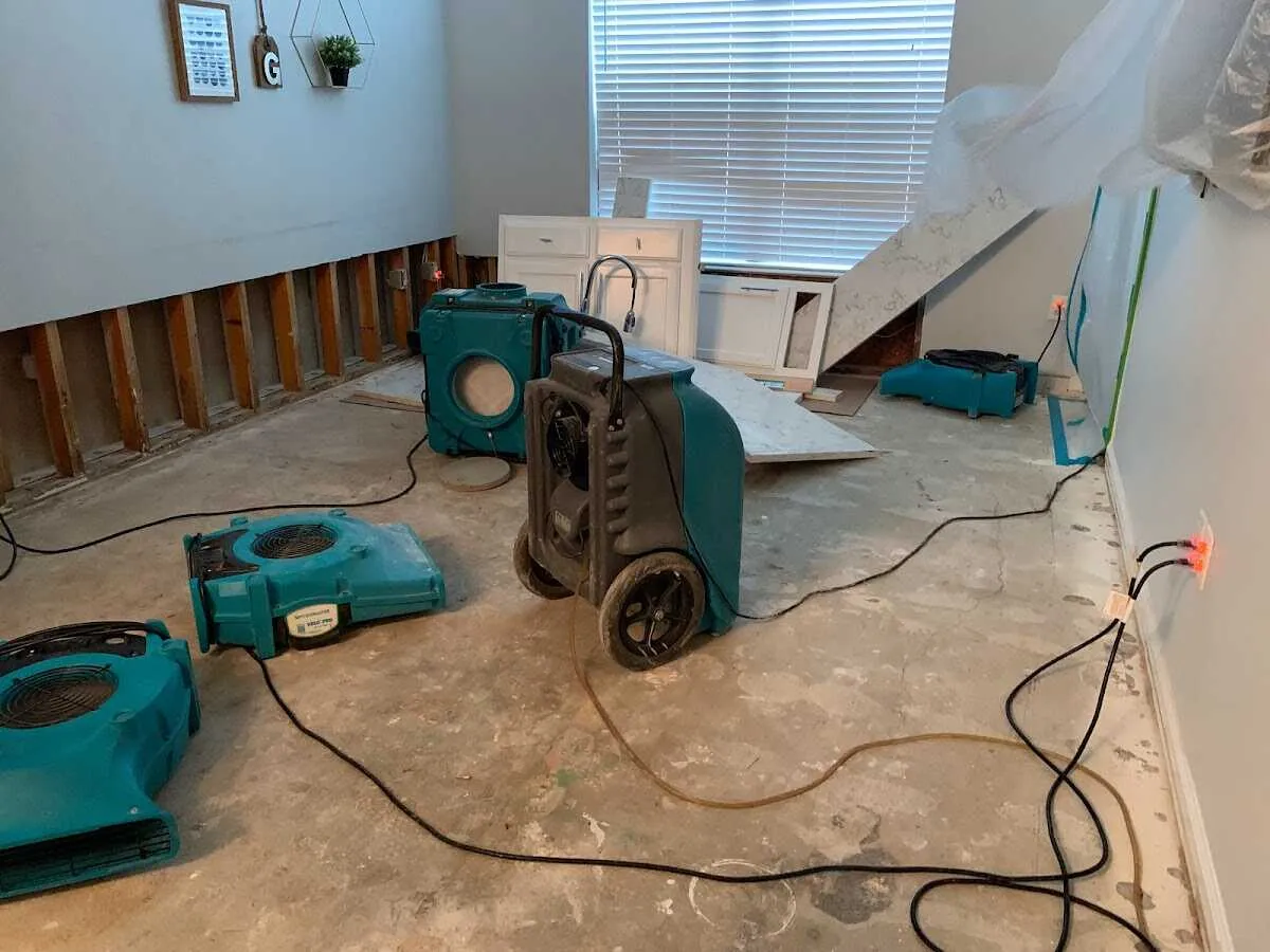 Dehumidifier in flood-cut room for Water Extraction & Removal in Jarrell